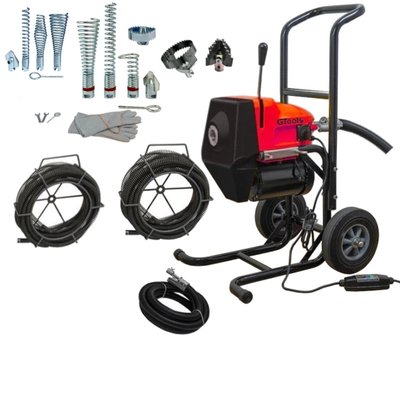 Przepychacz do rur kanalizacji G-TOOLS 250A 22/32mm + głowice do korzeni