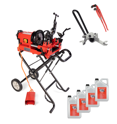 Zestaw do gwintowania i rowkowania do 2" Gwinciarka do rur 2 '' GTronic 2 + rowkarka Gtools 2 - 6" + 4 x olej mineralny Rothenberger Ronol + radełkownica